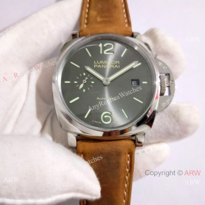 Replica Panerai PAM 904 Luminor DUE Watch SS Gray Face Green Marker